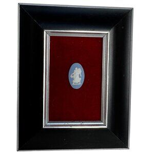 Wedgwood Barlaston Framed Blue Cameo Oval Plaque Blk Frame & Red Velvet Backing